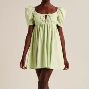 Abercrombie & Fitch Tie Front Mint Green Babydoll Dress Size Small Tall